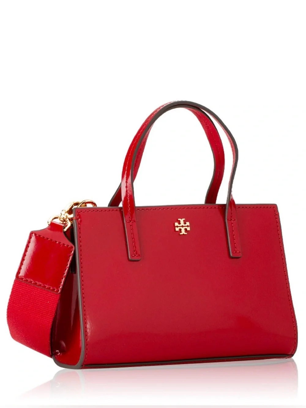 Tory Burch Blake Patent Mini Tote Lipstick Red Bag.